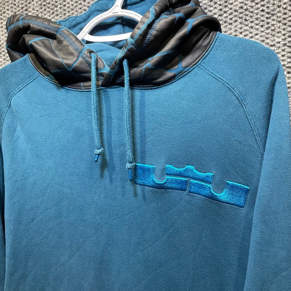 Nike LeBron James Hoodie Mens XL Teal Blue Crown Logo Pullover Sweatshirt
